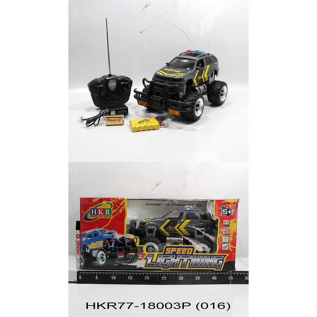 R/C Mobil Jeep Polisi 1:18 Charge + Charger Speed Lightning Box Window @12