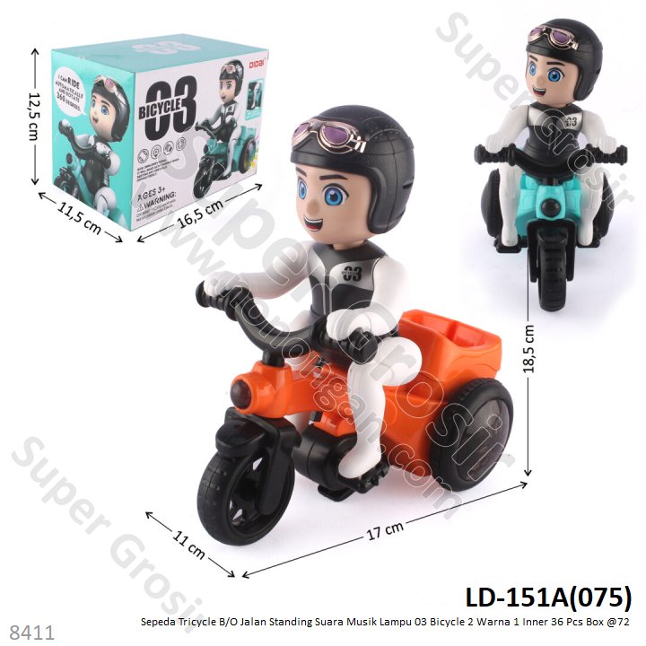 Mainan Sepeda Anak B/O (Dancing Bicycle) Jalan Standing Musik Lampu 1 Inner 36 Pcs Box @72