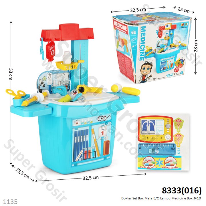 Dokter Set Box Meja + Acc B/O Lampu Medicine Box @10