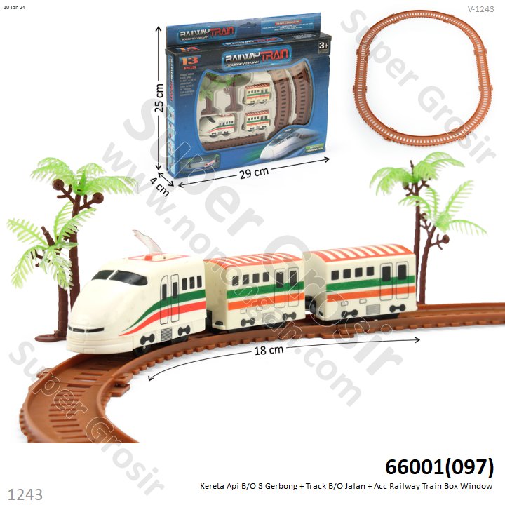 Kereta Cepat 3 Gerbong Track dan Pohon 2 Pcs B/O Jalan Railway Train Box Window
