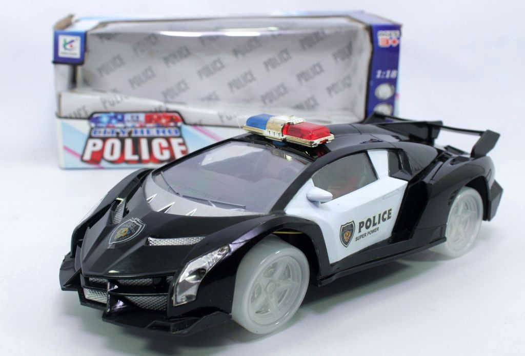 Mobil Sedan Lamborghini Polisi B/O Jalan Suara Musik Lampu City Hero Police Box Window