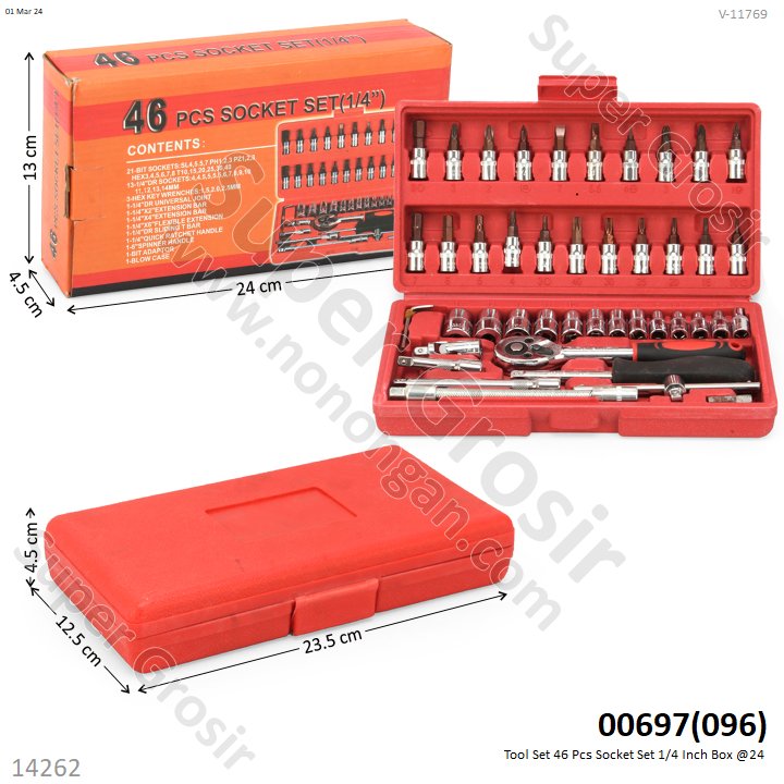 Kunci Scoket Set 46 Pcs (1/4") Box @24