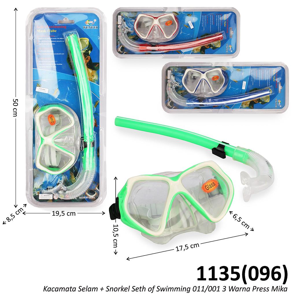 Kacamata Selam + Snorkel Seth of Swimming 011/001 3 Warna Press Mika @48