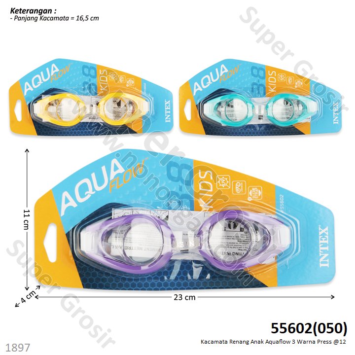 Kacamata Renang Anak Intex Aquaflow Play 3 Warna Press @12