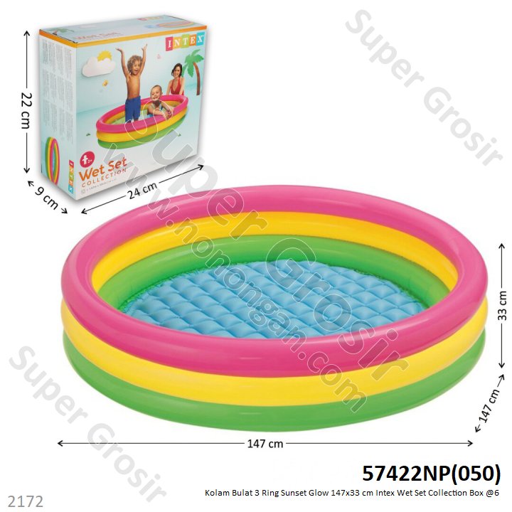 Kolam Renang Anak Intex Sunset Glow 3 Ring 147x33 cm Wet Set Collection Box @6