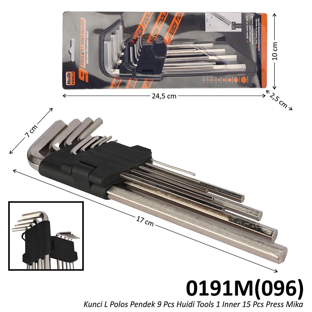 Kunci L Segi 6 (Hex Key) 9 Pcs Pendek Huidi Tools 1 Inner 15 Pcs Press Mika @60