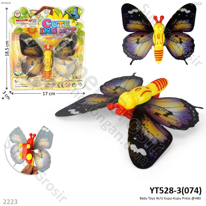 Mainan Putar Kupu-Kupu W/U Cute Insect Press @480