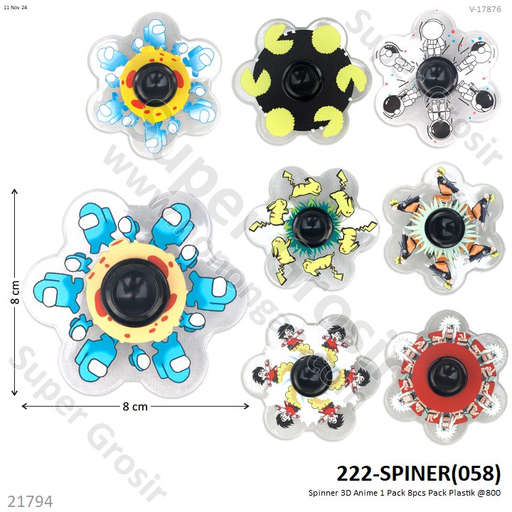 Spinner 3D Anime 1 Pack 8 Pcs Kantong Opp @800
