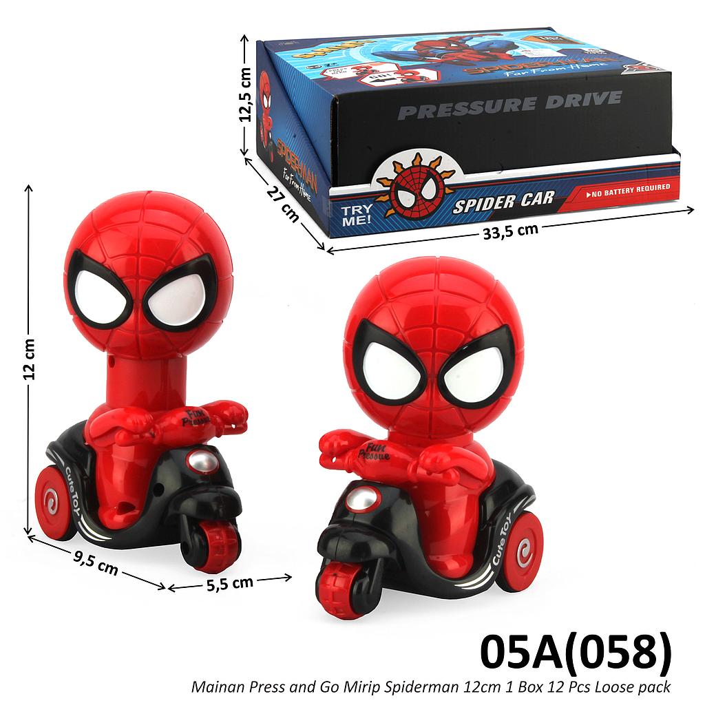 Press and Go Sepeda Motor Vespa Spiderman P/G 12 cm 1 Box 12 Pcs 1 Inner 108 Pcs Loose pack @216