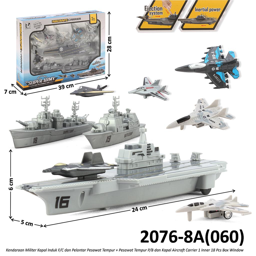 Kendaraan Militer Set Kapal Induk Pelontar Pesawat Tempur F/C + Pesawat Tempur 6 Pcs P/B dan Kapal Perang 2 Pcs Aircraft Carrier 1 Inner 18 Pcs Box Window @36