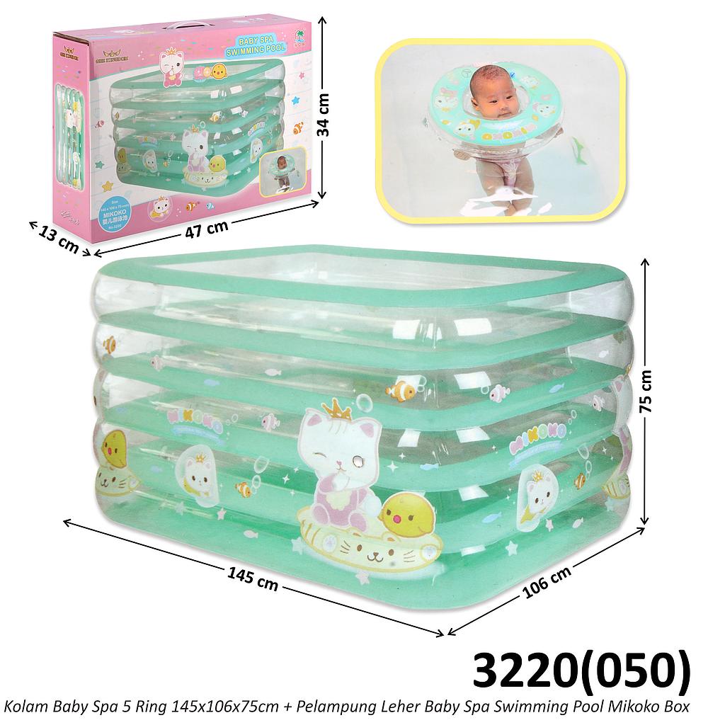 Kolam Baby Spa Mikoko 5 Ring 145x106x75 cm + Pelampung Leher Baby Spa Swimming Pool Box @0