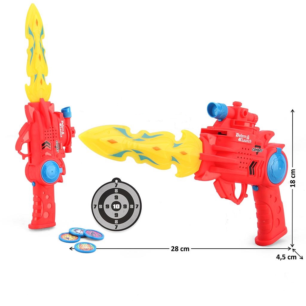 Pistol B/O Peluru Koin Plastik 2 In 1 (Pedang) B/O Lampu Suara + Peluru Koin Battle Gun Sword 2 Warna 1 Inner 72 Pcs Ktg Opp @144