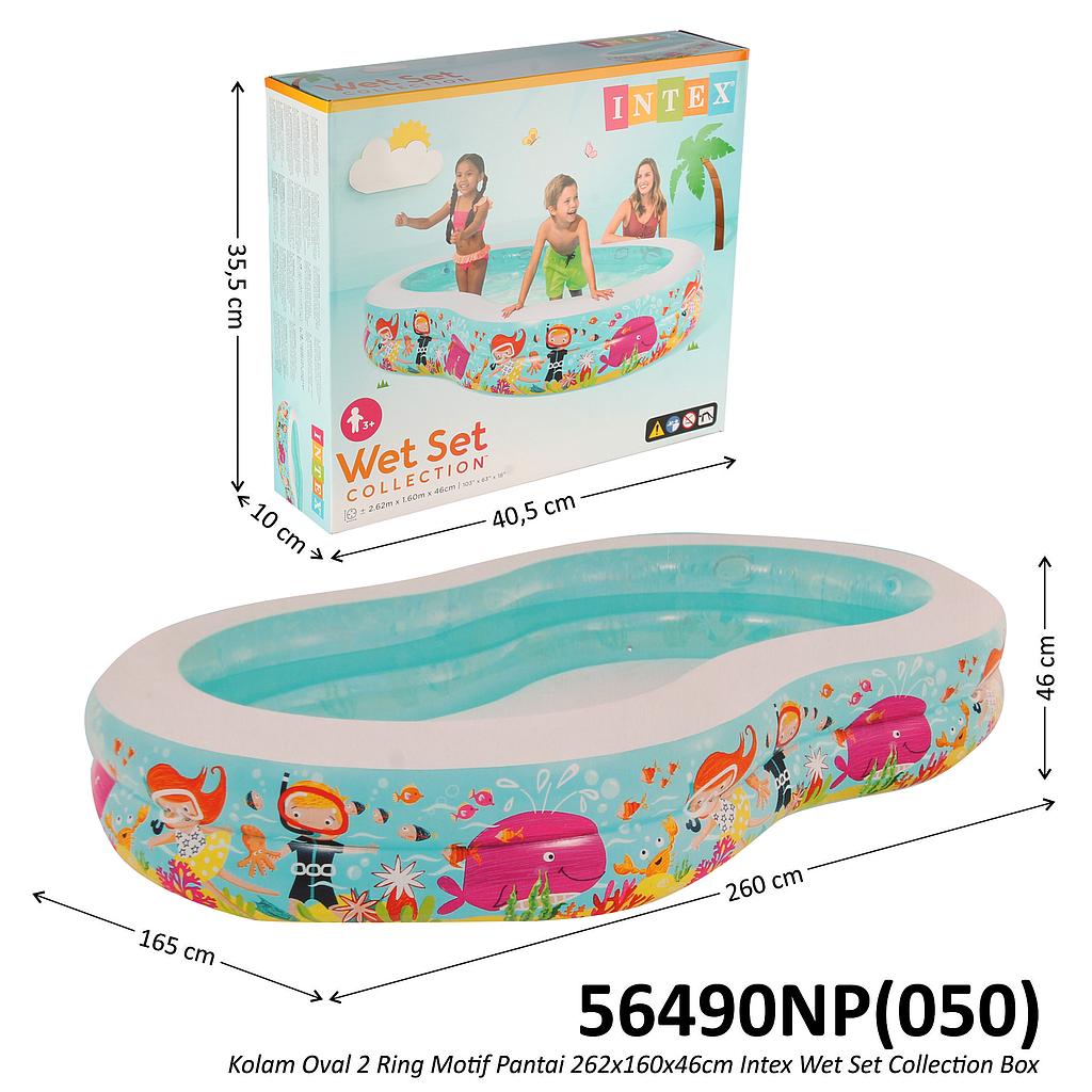 Kolam Renang Anak Intex Oval 2 Ring Motif Pantai 262x160x46 cm Wet Set Collection Box @3