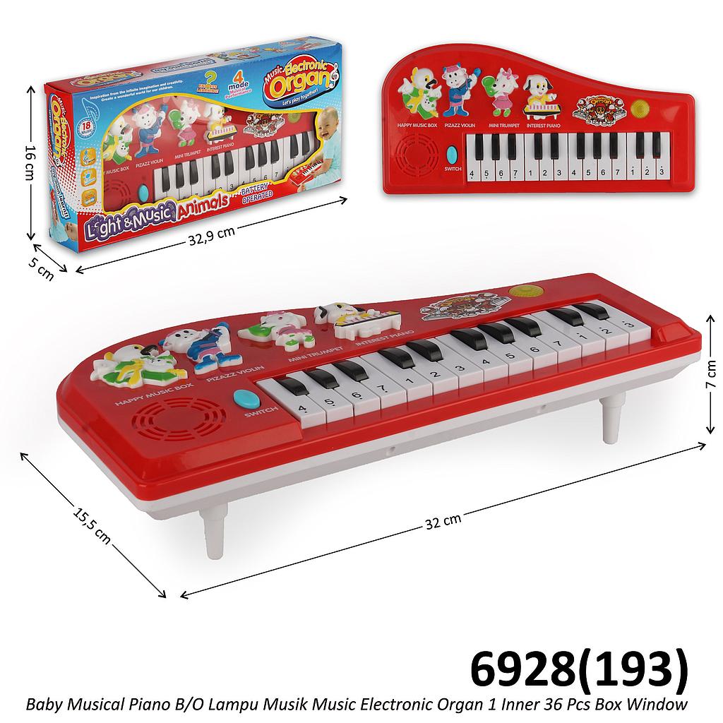 Baby Musical Piano Hewan B/O Musik Lampu Music Electronic Organ 1 Inner 36 Pcs Box Window @72