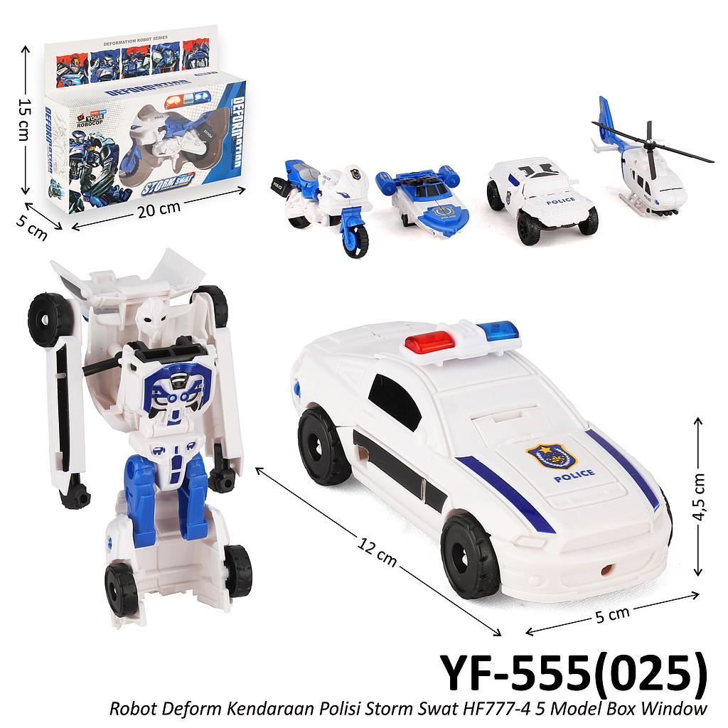 Robot Deform Kendaraan Polisi Storm Swat HF777-4 5 Model Box Window @160