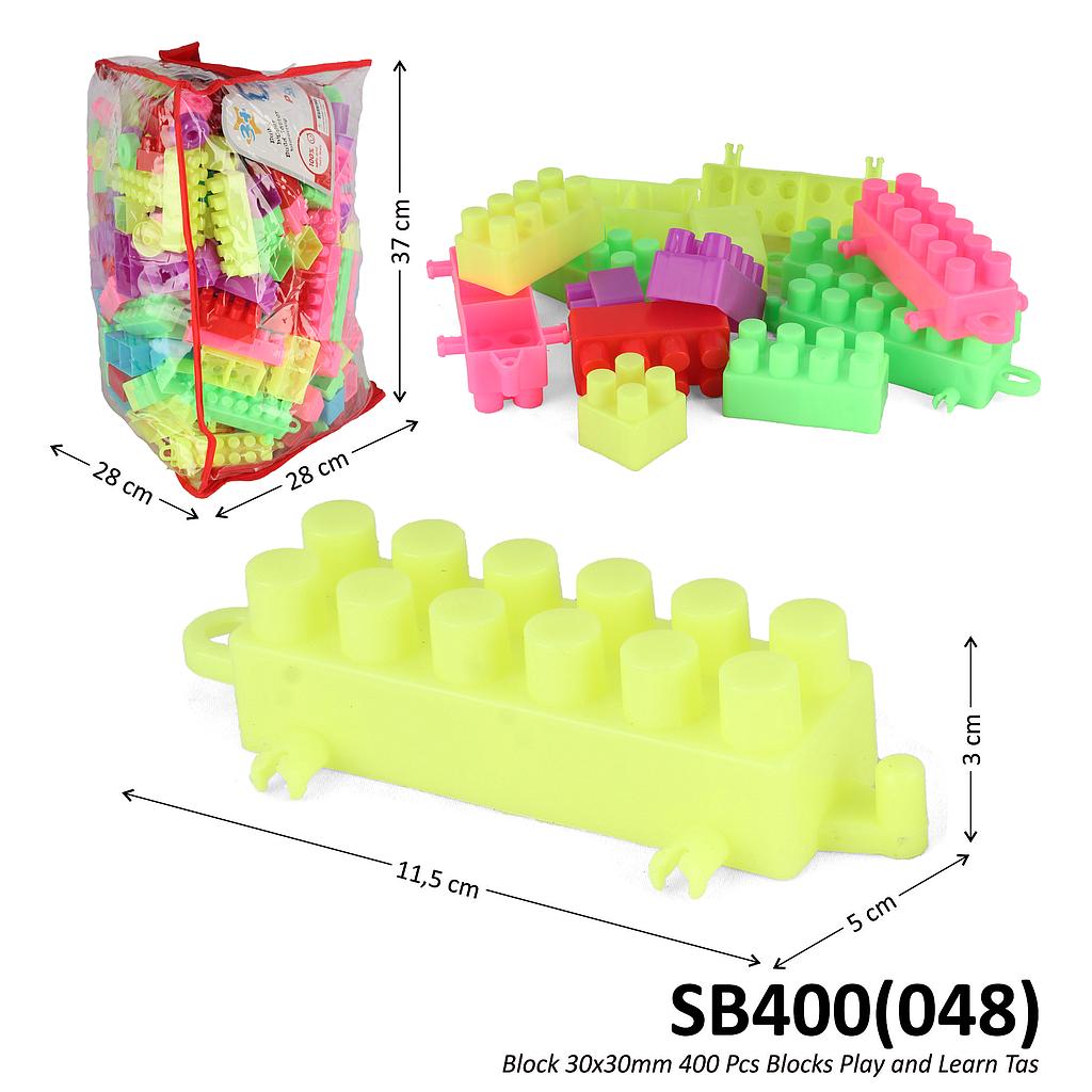 Block 30x30 mm 400 Pcs Blocks Play and Learn Block Tas @8