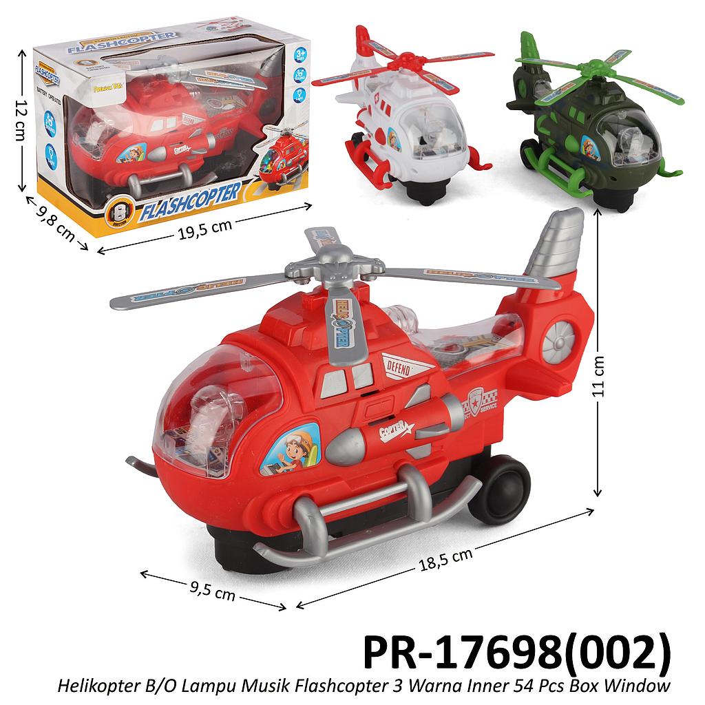 Helikopter 19 cm B/O Musik Lampu Flashcopter 1 Inner 54 Pcs Box Window @108