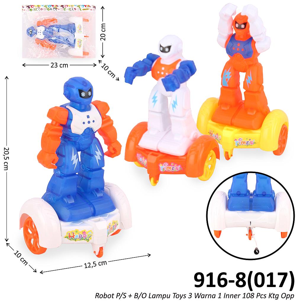 Robot P/S + B/O Lampu Toys 3 Warna 1 Inner 108 Pcs Ktg Opp @216