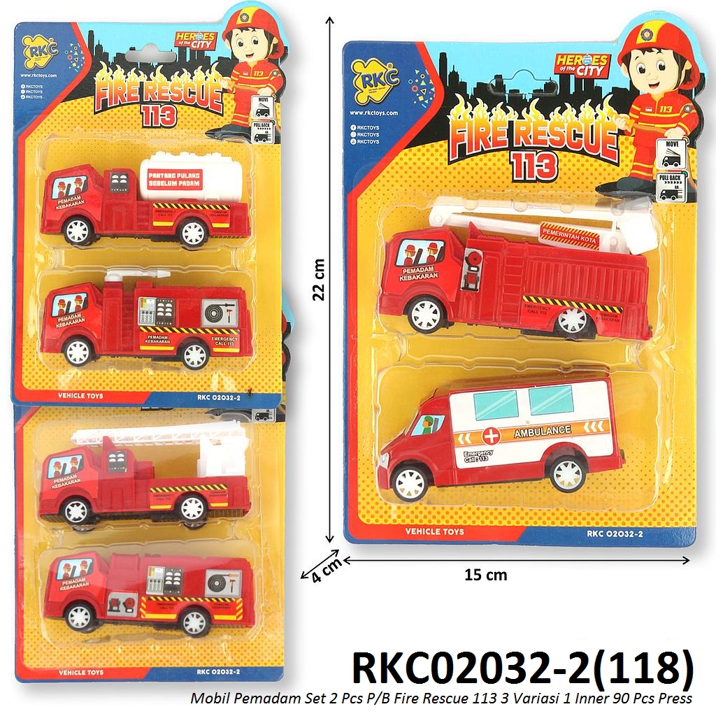 Truk Damkar 2 Pcs P/B Fire Rescue 113 3 Variasi 1 Inner 90 Pcs Press @180