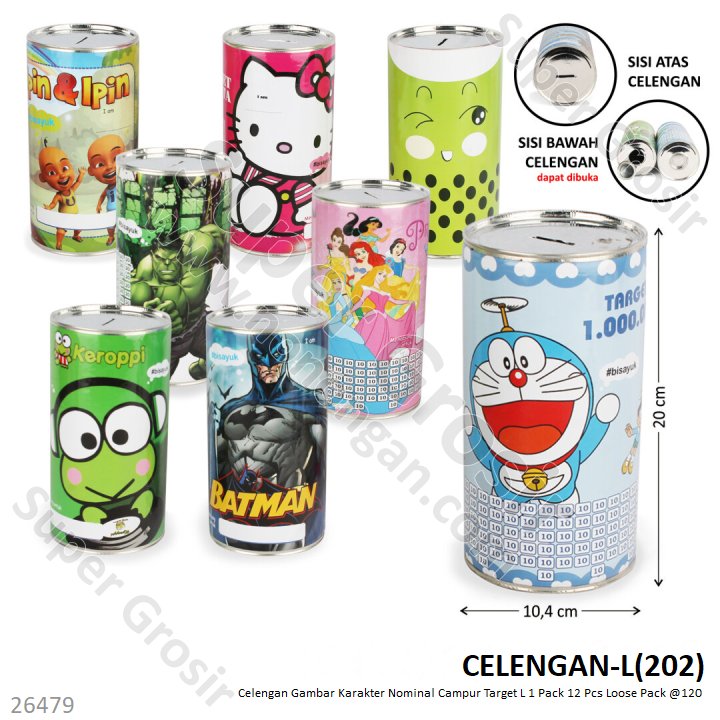 Celengan Target L Ada Tutup Nominal Campur Gambar Karakter Target 1 Pack 12 Pcs Loose Pack @120