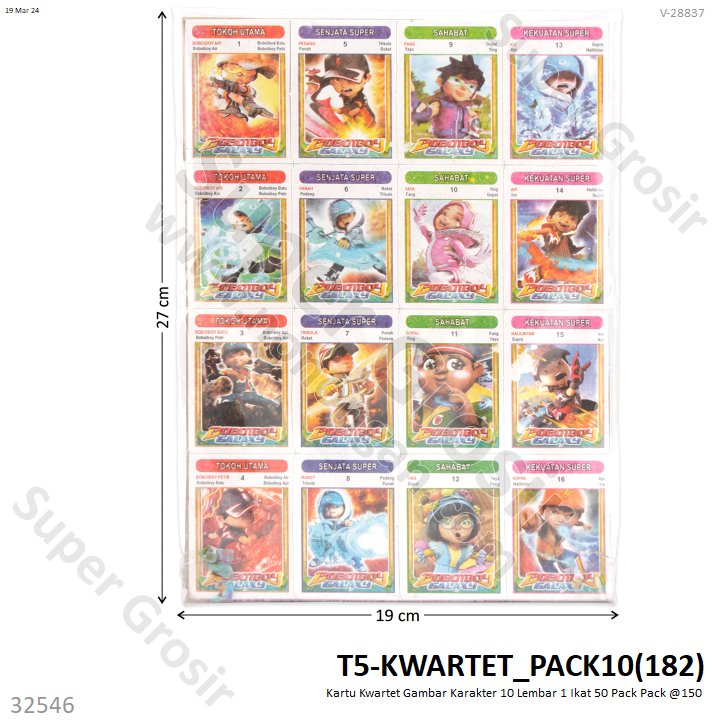 Kartu Kwartet Gambar Karakter 10 Lembar Pack @150