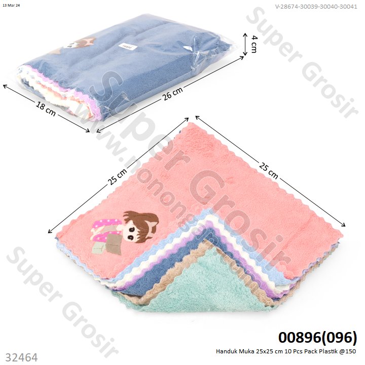 Handuk Muka 25x25 cm 10 Pcs Pack Plastik @150