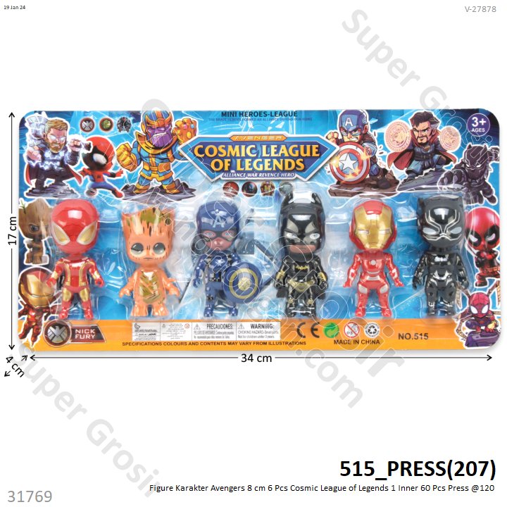 Action Figure Avengers 6 Pcs 8 cm Cosmic League of Legends 1 Inner 60 Pcs Press @120