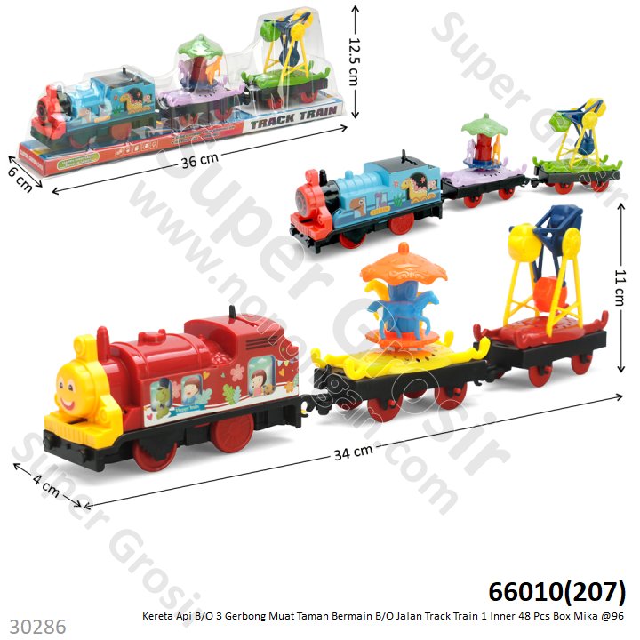 (OBRAL) Kereta Api 3 Gerbong Muat Taman Bermain B/O Jalan Track Train 1 Inner 48 Pcs Box Mika @96