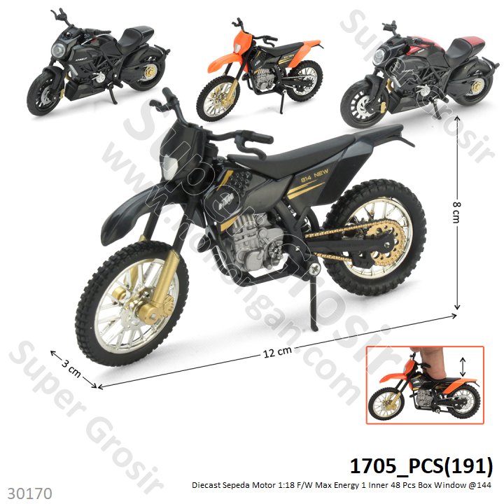 Diecast Sepeda Motor 1:18 F/W Max Energy 1 Inner 48 Pcs Box Window @144