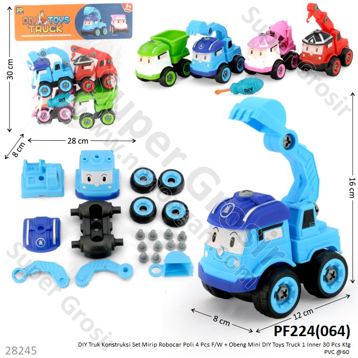 Robocar Poli 4 Pcs + Obeng DIY F/W Toys Truck 1 Inner 30 Pcs Ktg PVC @60