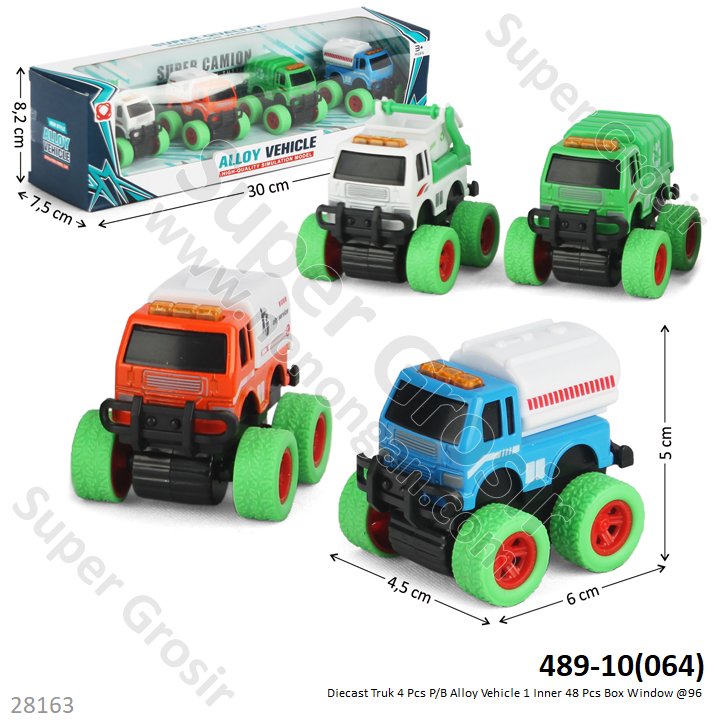 Diecast Truk 4 Pcs P/B Alloy Vehicle 1 Inner 48 Pcs Box Window @96