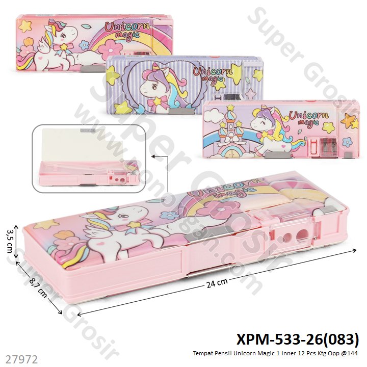 Tempat Pensil Unicorn Magic 1 Inner 12 Pcs Ktg Opp @144