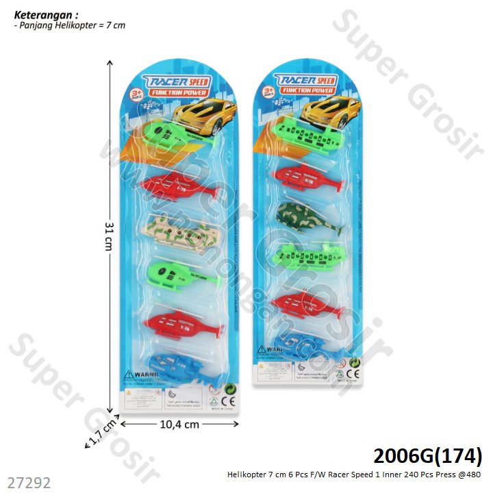 Helikopter 7 cm 6 Pcs F/W Racer Speed 1 Inner 240 Pcs Press @480