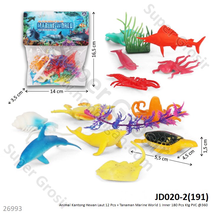 Hewan Laut Set 12 Pcs + Tanaman Marine World 1 Inner 180 Pcs Ktg PVC @360