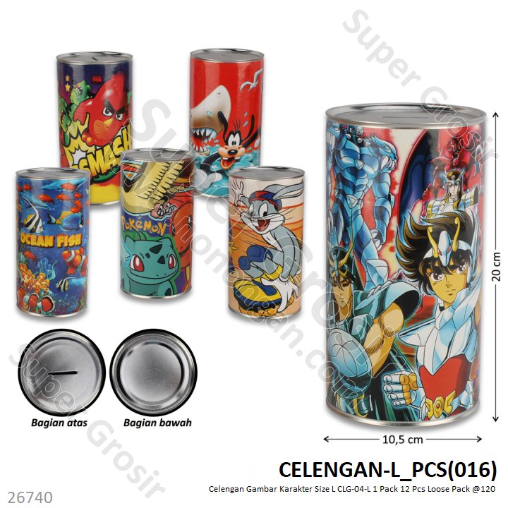 Celengan Target L Tanpa Tutup Gambar Karakter CLG-10-L 1 Pack 6 Pcs Loose Pack @120