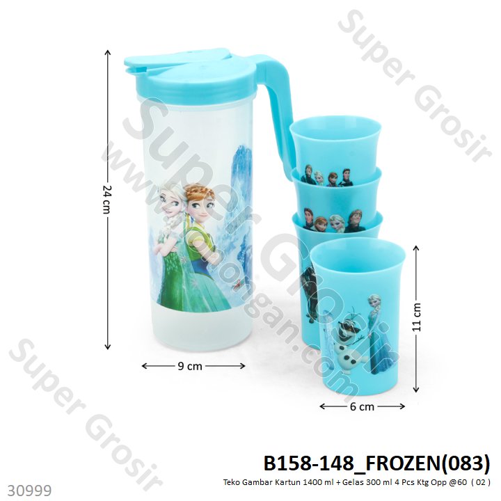 Teko Set Karakter 1400 ml + Gelas 4 Pcs 300 ml Ktg Opp @60