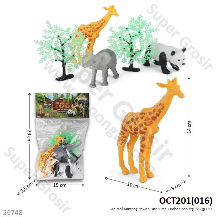 Hewan Liar Set 3 Pcs + Pohon Animal Ktg PVC @150