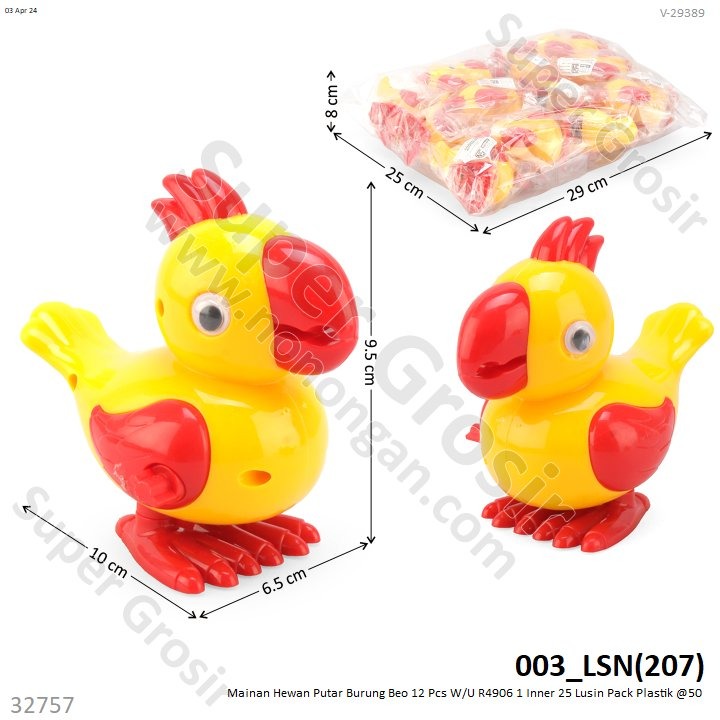 Mainan Putar Burung Beo W/U Loncat R4906 1 Inner 300 Pcs Ktg Opp @600