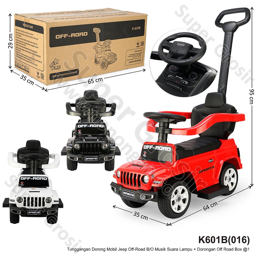 Tunggangan Mobil Jeep + Sandaran Dorongan dan Pengaman B/O Musik Suara Lampu Off Road Box @1