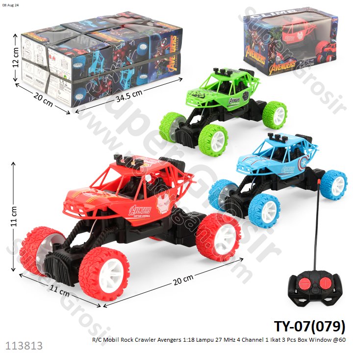 R/C Mobil Rock Crawler Avengers 1:18 Lampu 27 MHz 4 Channel 1 Ikat 3 Pcs Box Window @60