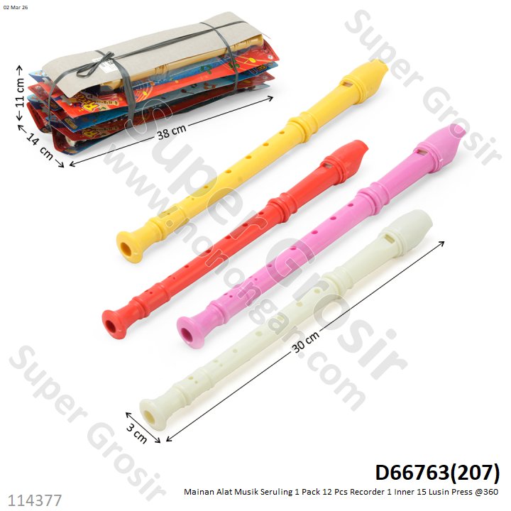 Mainan Alat Musik Seruling 1 Pack 12 Pcs Recorder 1 Inner 15 Lusin Press @360