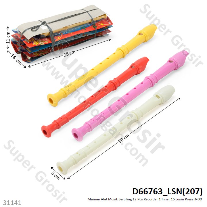 Mainan Alat Musik Seruling 1 Pack 12 Pcs Recorder 1 Inner 15 Lusin Press @360
