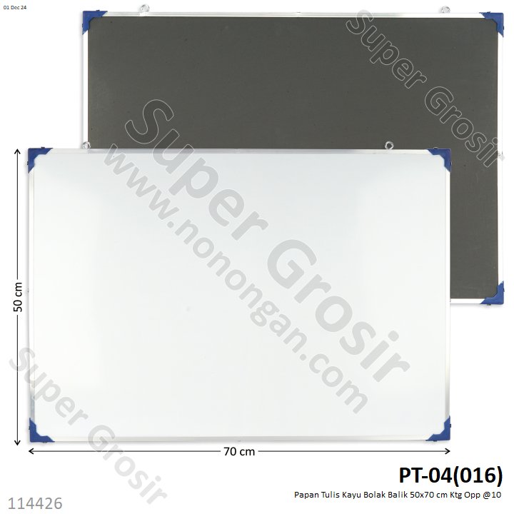 Papan Tulis Bolak Balik White Board / Black Board Kayu 50x70 cm Ktg Opp @10