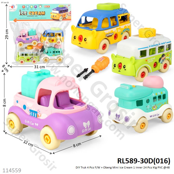 DIY Truk 4 Pcs F/W + Obeng Mini Ice Cream 1 Inner 24 Pcs Ktg PVC @48