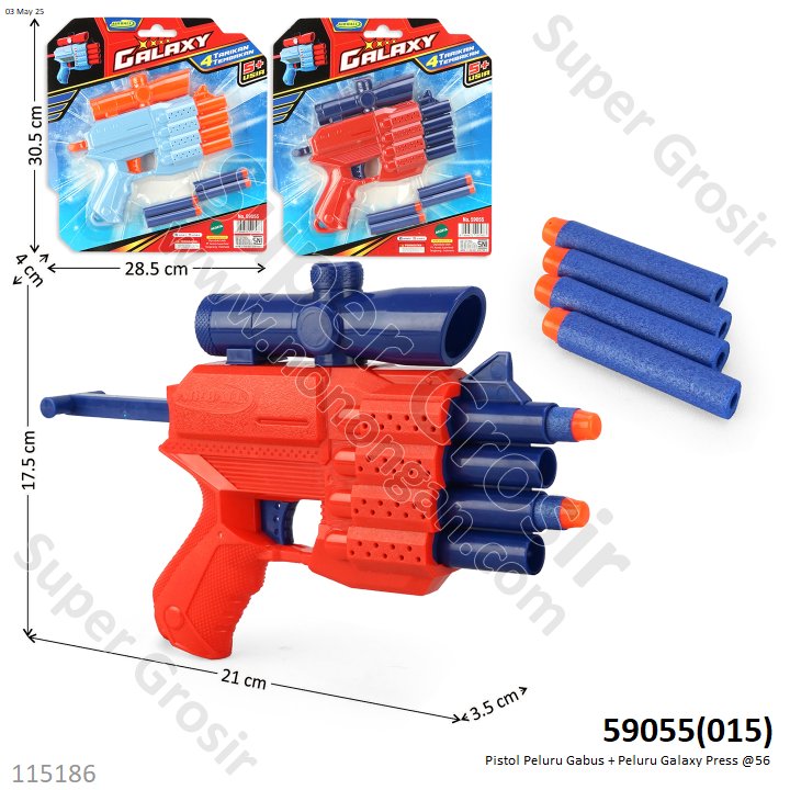 Pistol Peluru Gabus + Peluru Galaxy Press @56