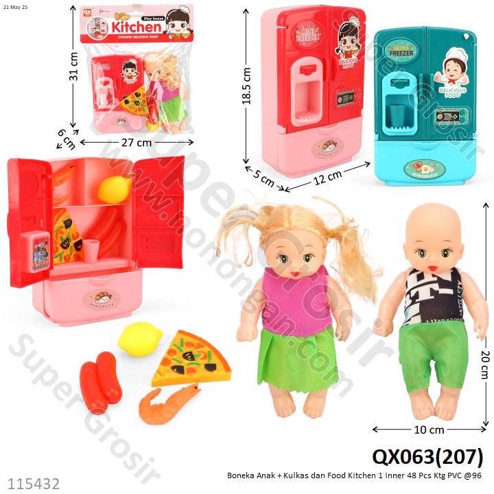 Kitchen Set Kulkas Boneka dan Food Set Kitchen 1 Inner 48 Pcs Ktg PVC @96