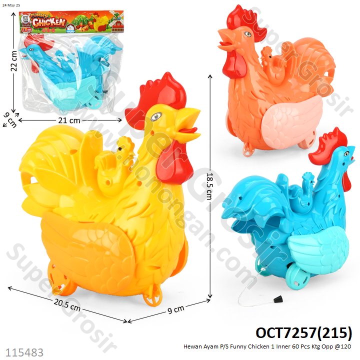Mainan Tarik Ayam P/S Funny Chicken 1 Inner 60 Pcs Ktg Opp @120