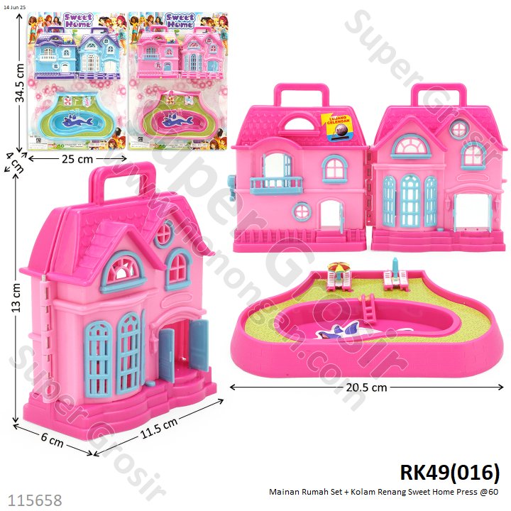 Mainan Rumah Set + Kolam Renang Sweet Home RK49 Press @60