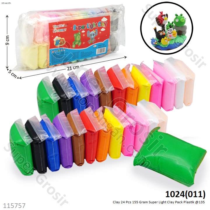 Clay 24 Pcs 150 Gram Super Light Clay Pack Plastik @120