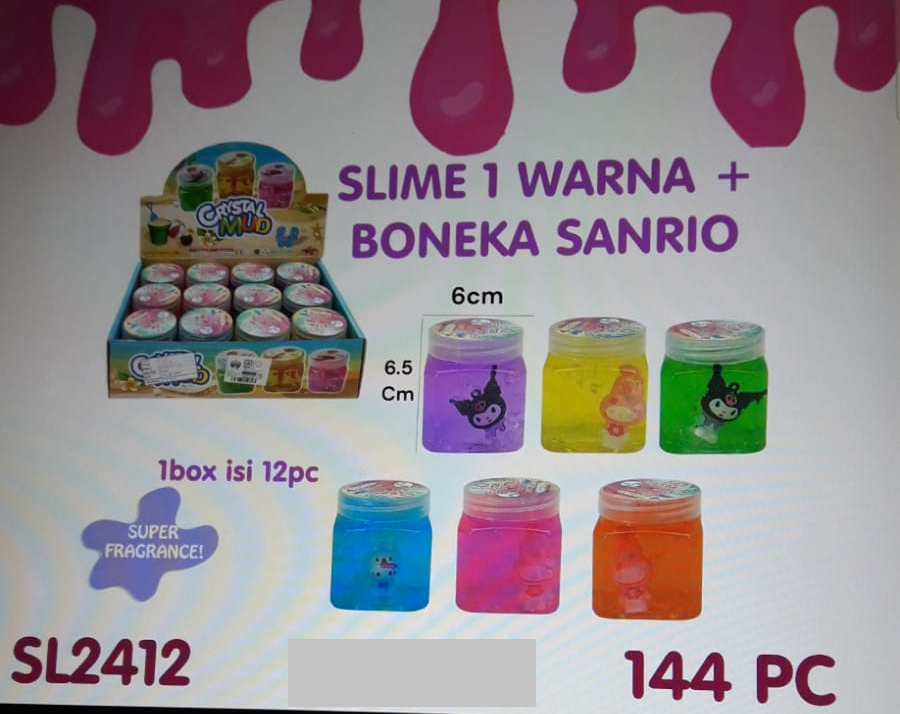 Slime Kotak Isi Karakter Crystal Mud 1 Box 12 Pcs Botol Kotak @144